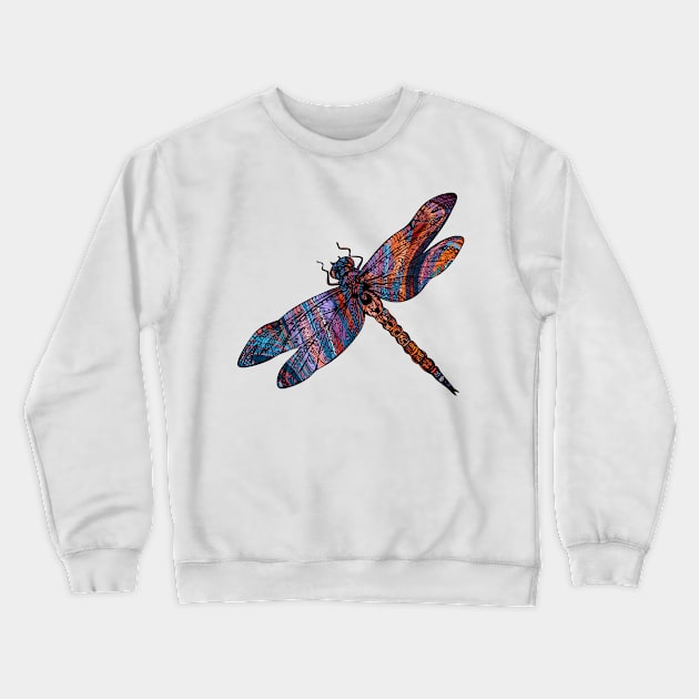 Ornate Dragon Fly Colorful Insect Illustration Crewneck Sweatshirt by VintCam